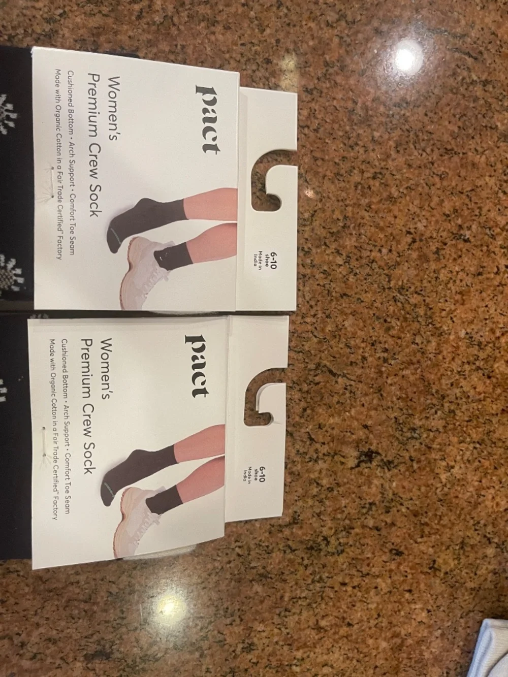 NEW! Pact Navy Daisy  Premium Crew Socks Two Pair NWT!